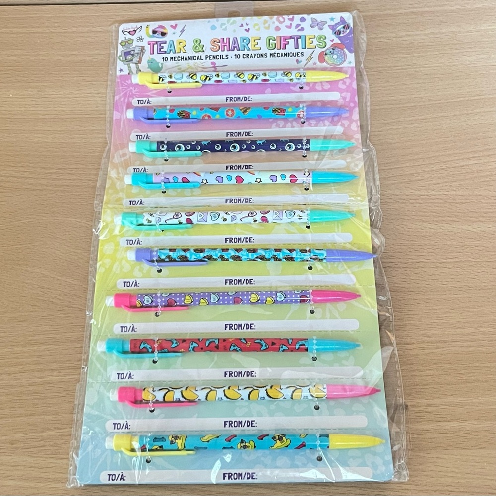 NWT Valentine Exchange 10 Mechanical Pencils Kawaii Stationary Food Themed Cute
